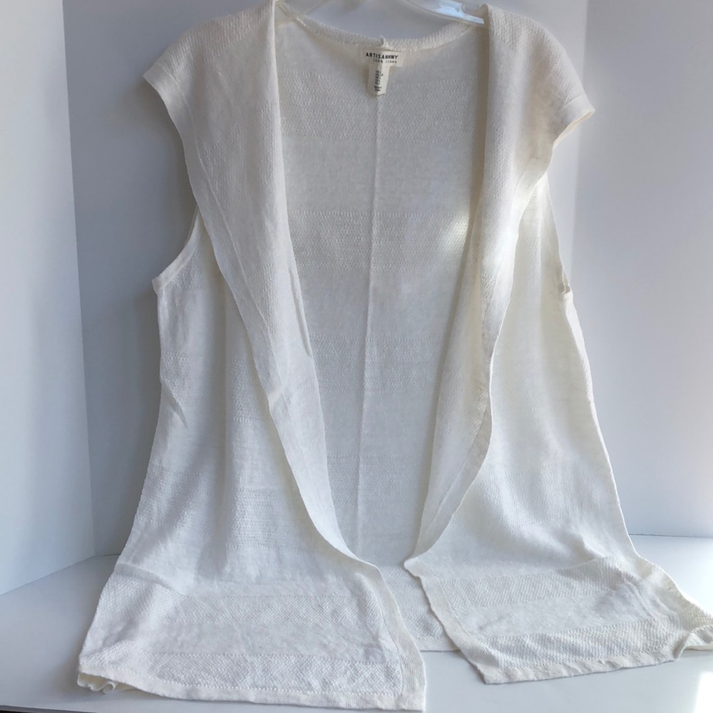 Artisan NY 100% linen hooded open front lightweight vest
